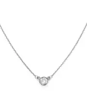 Diamond Bezel Set Pendant Necklace in 14K White Gold, .15 ct. t. w.