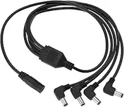 eMagTech 1 to 4 Way DC Power Splitter Cable DC 5.5mm x 2.1mm 1 Female to 4 Right Angle Male Splitter Cable for Security Cameras DVR Router Printer