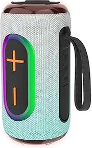 [Laser] Fabric Portable Bluetooth 5.3 Speaker - RGB Light, TWS Pairing, 1200mAh Battery - Supports USB AUX, MicroSD Inputs - Aquatic Awe