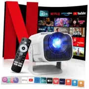 [NetfIix Official/Stereo Speakers] 4K Projector with Wifi and Bluetooth, White