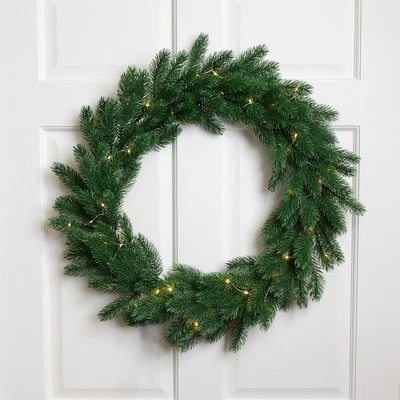 Northlight Pre-Lit Battery Operated Lush Pine Artificial Christmas Wreath - 24"