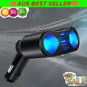 2 Way Car Cigarette Lighter Socket Splitter DC 12V Dual USB Chargers Adapter LED