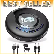 Bluetooth Portable CD Player with FM Radio - Rechargeable & Anti-Skip Protection