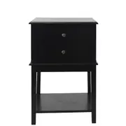 Bedside Table Drawer Lamp Side Table Nightstand Unit Storage Shelf Black Bedroom