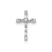 14k White Gold Real Diamond Cross Chain Slide Pendant
