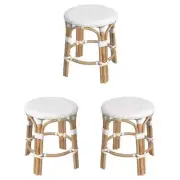 Home Square 18" Rattan Round Bar Stool in White Finish - Set of 3