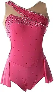 [Zagitova] Women Figure Skating Dress for Competition, Sleeveless Back Zipper Ice Skating Clothes for Girls, Customizable