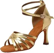 [HOBTEC] Women's Latin Dance Shoes Open Toe Ballroom Salsa Dance Practice Shoes Suede Sole