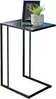 C Shaped End Table Clear Tempered Glass Top Coffee, Sofa Side ,Bedside End Table