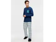 Peter Alexander Men’s Flannelette PJ Pants with Matching Navy LS Top - XS & XXXL