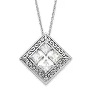 Sterling Silver Antiqued Cz Cornerstones Of Integrity Necklace