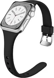 Laffav Slim Band Compatible with Apple Watch 40mm 38mm 44mm 42mm for Women Men, Soft Silicone Narrow Thin Sport Replacement Strap Compatible with iWatch Series 4 3 2 1