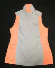 Antigua women's orange/gray Dos Amigas lightweight windbreaker vest Sz M