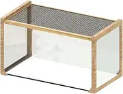 Insect Feeding Box Wooden Grain Reptile Tortoise Turtle Habitat Reptile Cage Feeding House Transparent Habitats Vivarium for Lizard, Amphibians (Size : 76 * 42 * 76cm)