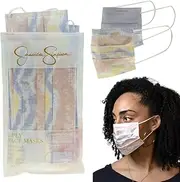 Jessica Simpson - 3Ply Disposable Face Masks | 10 Pack | Adjustable Nose Clip | Protective and Breathable | Resealable Packaging | High-Stretch Elastic Ear Loops | 3-Layered Fabric Mask | Non-Medical | One Size | Unisex | Tie Dye & Solid Purple