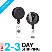Versatile 2-Pack Retractable ID Badge Holders with 360° Swivel Clips - Black