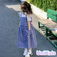 在飛比找momo購物網優惠-【UniKids】中大童裝格紋吊帶裙 女大童裝 VW2000