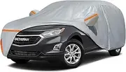 Car Cover for 2005-2025 Chevy Equinox, Waterproof Custom-fit All Weather Sun Rain UV Dust Snow Protection Outdoor Equinox Full Car Cover with Door Zipper and Cotton Lining-Grey