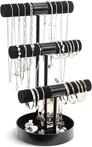 ProCase Bracelet Holder Stand, Bracelet Organizer Display T-bar Bangle Storage Rack Metal Watch Jewelry Display Tower for Selling Vendors - 3 Tier, Black