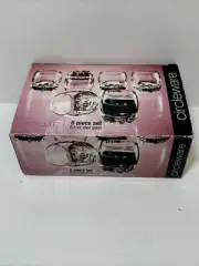 Circleware Shot Glasses Set of 6 Art Deco Footed Design 2.5Oz Original Box