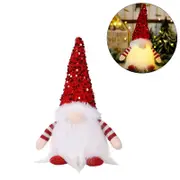 Nevenka Christmas Faceless Gnome Doll Ornaments with Lights Sequins Decor-Red