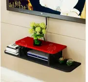 Wall Shelf For Set Top Box/Set Top Box Holder/Wood Floating Shelf (Red & Black)