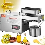 VEVOR Electric Oil Press Machine, 850W Stainless Steel, 0-300℃ / 32-572 ℉ Adjustable Temperature, Hot Press Oil Expeller for Peanuts, Sesame Seeds, Rapeseeds, Tea Seeds