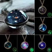 Universe Glass Ball Glow in the Dark Pendant Necklace Galaxy Nebula Space Map
