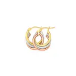 9ct Gold Tri Tone 10mm Triple Hoop Earrings