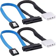 SAS to SATA Extension Cable SFF-8482 SAS 29 Pin to SATA III 3.0 7Pin with IDE 4PIN LP4 Molex Interface Female to Female Cable for Hard Disk Drive Raid -30cm/11.8in 2pcs