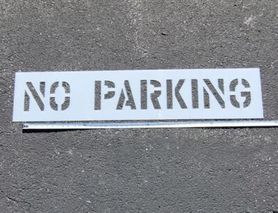 6" NO PARKING Parking Lot Stencil 1/16" 60 Mil LDPE Best Mat'l Readable Reusable