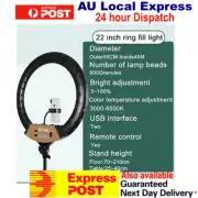 22" inch Ring Fill Light Dimmable w/ Stand Phone Clips Vlog Live Selfie Youtube