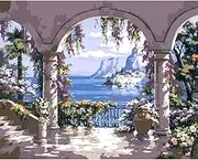 Paint by Number for Adults. Balcony Paint by Numbers for Adults Beginner Drawing Paintwork with 3 Paintbrushes Paint Canvas Oil Painting 16” x 20”