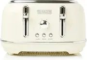[HADEN] Highclere Cream Toaster 4 Slice - Electric Stainless steel Toaster With Reheat And Defrost Functions - Easy To Clean - Removable Crumb Trays