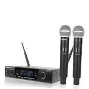Professional UHF 2 Channel Wireless Microphone System, Cordless Handheld Mic
