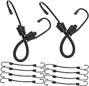 CTIRCHIU 10pcs Heavy Duty Elastic Bungee Ropes with Hooks Motorcycle Straps Adjustable Bungee Cords Bicycle Elastic Strap Bungee Cords with Hooks