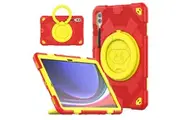 Samsung Galaxy S9 Plus/S9 FE+ 12.4 inch 2023 Handle Bracket & Shoulder Strap Shockproof Kids Super-Hero Case-Red&Yellow