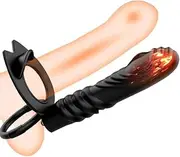 Vibrating Strap on Dildo Cock Penis Ring Vibrator Anal Butt Plug Men Double Penetration Adult Sex Toys