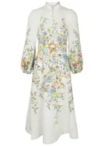 Zimmermann Matchmaker Floral-print Linen Midi Dress - Cream - 4 (UK 16 / XL) 4 (UK 16 / XL)