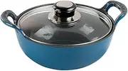 Generic Enameled Soup Pot Cooking Pot Stewpan Frying Pan for Restaurant Household Camping, Blue