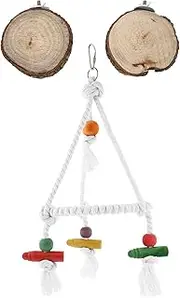 CORHAD 2Pcs Bird Parrot Rope Swing with Perch Stands Chewing for Birds for Parrot Cages Includes Swing and Stands