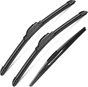 3 Wipers Set for Mitsubishi Mirage 2014-2020, Windshield Wiper Blades Original Equipment Replacement Front and Rear- 24"/16"/12X" (Pack of 3) J- HOOK