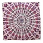 Square Dog Bed Floor Cushion Cover Mandala Peacock Feather 35x35 Cotton Seat