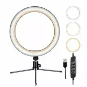 10" LED Ring Light with Tripod Stand & Phone Holder Dimmable Desk Ringlight Kit
