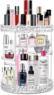 Szyy Acrylic Makeup Organizer Cosmetic Storage and Vanity Perfume Organizers 360 Rotating Makeup Holder Stand