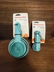 Kitchen Aid Aqua Sky 4 Measuring Cups & Set Of 5 Matching Spoon From 2020 New