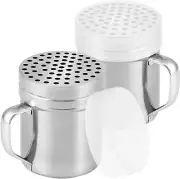 CUSINIUM 10oz Metal Parmesan Cheese Shakers with Large Holes - 10 Oz, Silver
