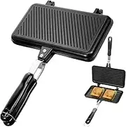 Healvian Sandwich pan Frying Pans nonstick pan Sandwich Maker pan Waffle Maker flip Press Barbecue Griddle Mini Tart Pans for Baking Pancake Maker Aluminum Clamshell Squeezer bakeware