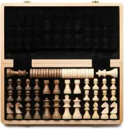 Alex.H & Abel.C Folding Wooden Chess & Checkers & Case Beech Box, Walnut & Maple