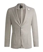 Boss Hugo Boss Micro-Patterned Slim Fit Blazer EU48,EU52 light beige